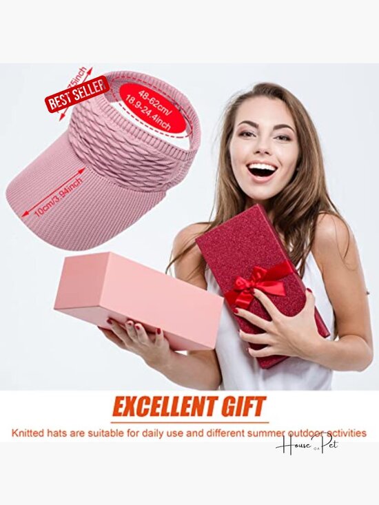 6 Pack Knitted Sun Visor Hats for Women Elastic Empty Top Quick Drying Wide main image 7